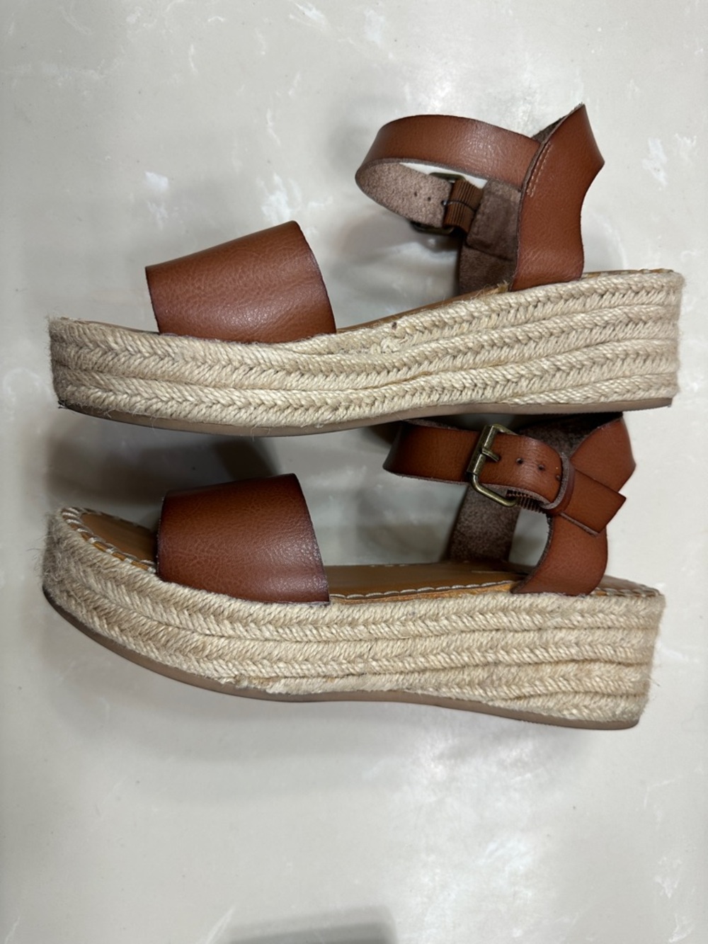 Women’s Tan Leather Ankle-Strap Sandals with Buckle - Picture 3 of 4